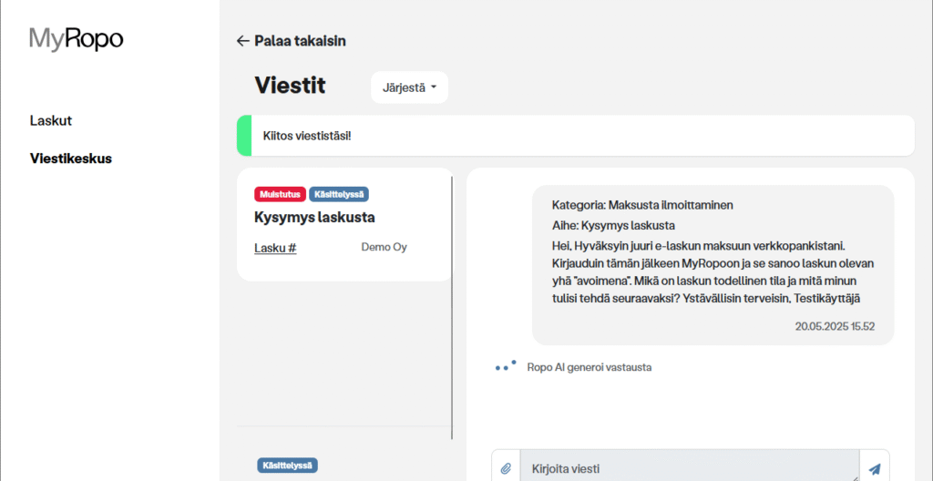 MyRopo - tekoälyassistentti